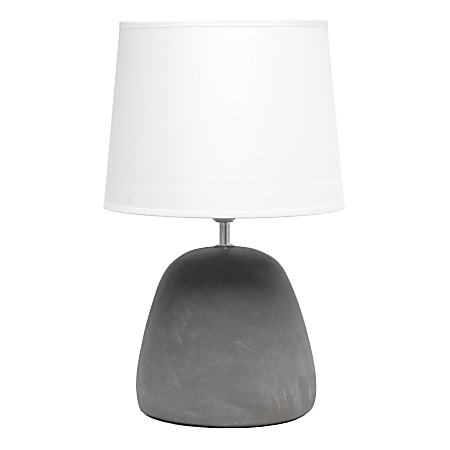 Simple Designs Round Concrete Table Lamp, 16-1/2"H, White Shade/Gray Base