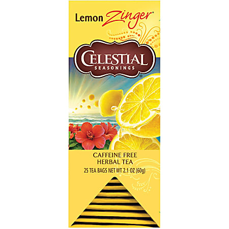 Celestial Seasonings® Lemon Zinger Herbal Tea Bag - Herbal Tea - 25 / Box