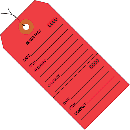 Office Depot® Brand Prewired Repair Tags, 6 1/4" x 3 1/8", 100% Recycled, Red, Case Of 1,000
