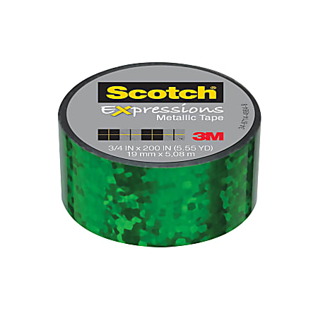 Scotch® Expressions Metallic Tape, 1" Core, 0.75" x 200", Green Crinkles