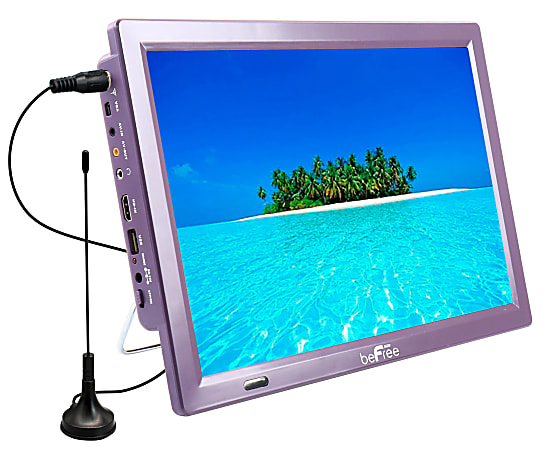 BeFree Sound 14" LED Portable Television With Wired Earbuds, Purple, 995116945M