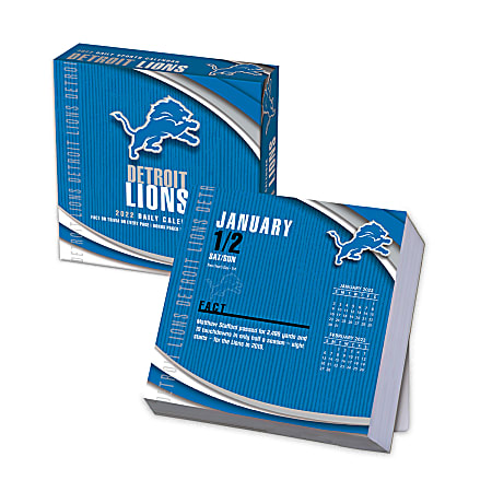 Lang Turner Licensing Boxed Daily Desk Calendar, 5-1/4" x 5-1/4", Detroit Lions, January To December 2022