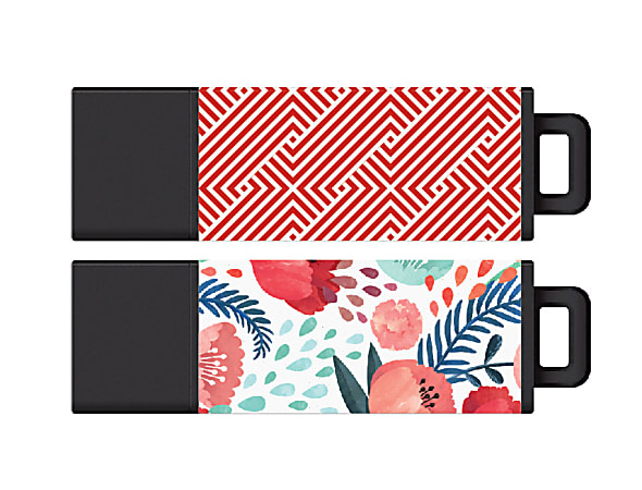 Centon Datastick Pro2 USB Drives, 32GB, Garden/Red Stripes, Pack Of 2 Drives