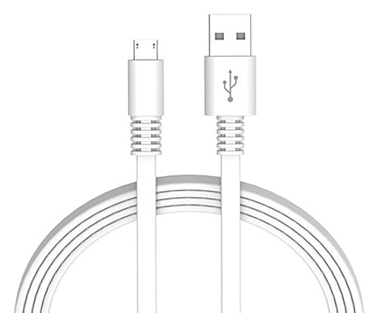 Ativa® Flat USB Type-A-To-Micro USB Type-B Cable, 6', White, 41451