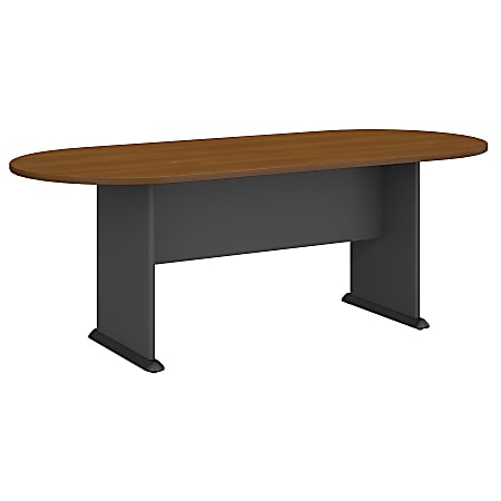 Bush Business Furniture 82"W x 35"D Racetrack Oval Conference Table, Warm Oak/Graphite Gray, Standard Delivery