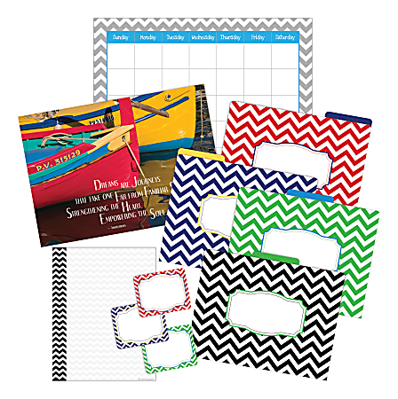 Barker Creek Chevron Office/Classroom Set With Incentive Chart, Nautical