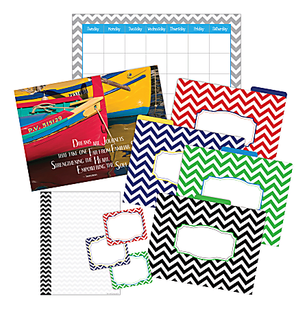 Barker Creek Chevron Office/Classroom Set With Incentive Chart,