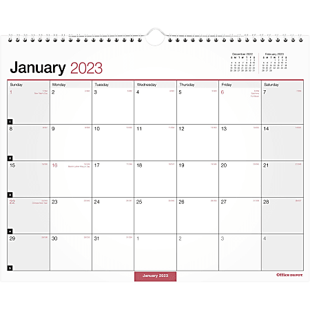 Office Depot® Brand Monthly Wall Calendar, 15" x 12", White, January To December 2023, OD302428