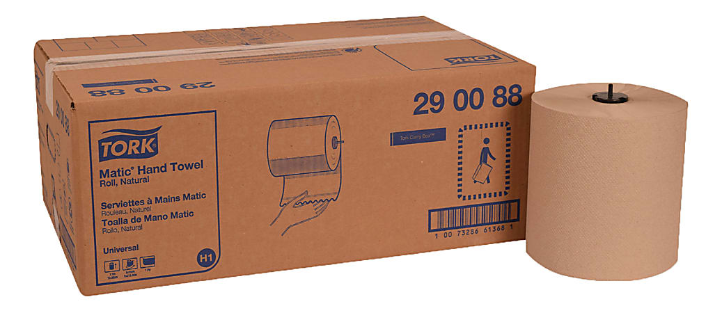 Tork® Matic® 1-Ply Hardwound Paper Towels, Natural, 884 Sheets Per Roll, Pack Of 6 Rolls