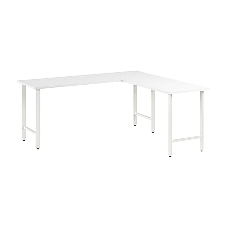 Bush Business Furniture Hustle 72"W L-Shaped Computer Desk With Metal Legs, White, Standard Delivery