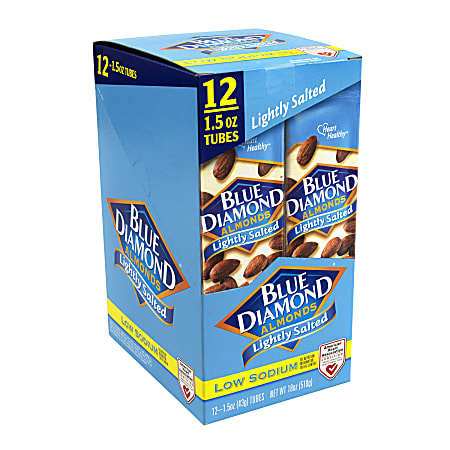 Blue Diamond Low-Sodium Lightly Salted Almonds, 1.5 Oz, Box Of 12 Packs