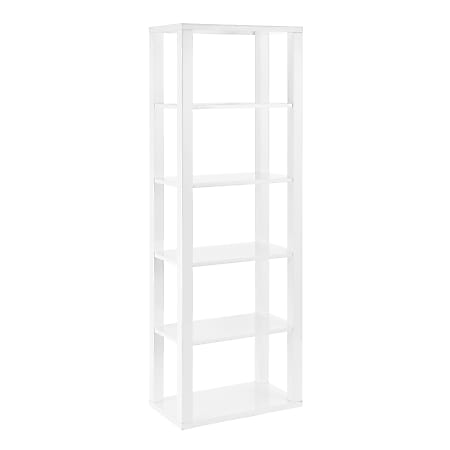 Eurostyle Tresero 6-Shelf Bookcase, 67"H x 23-1/5”W x 14”D, High Gloss White