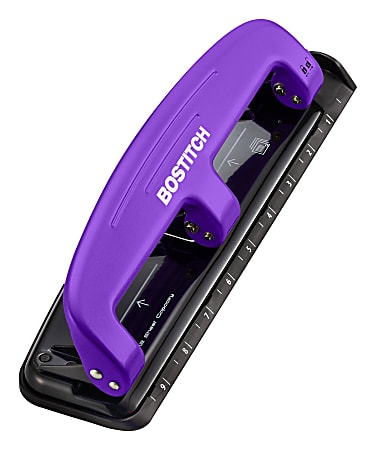 Bostitch® EZ Squeeze™ Three-Hole Punch, 12 Sheet Capacity, Purple