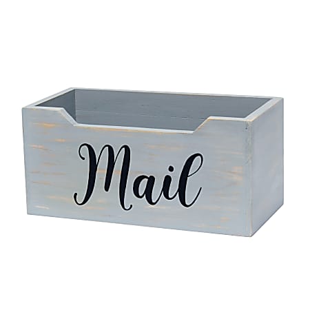 Elegant Designs Tabletop Decorative Script Word Organizer Box, 5-1/2”H x 5-1/2”W x 11-1/2”D, Gray Wash