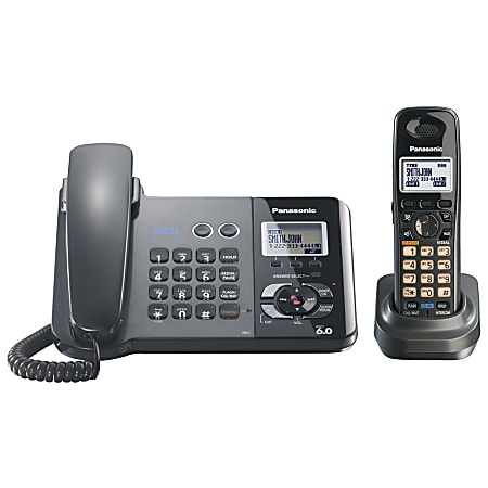 Panasonic® KX-TG9391T DECT 6.0 Digital 2-Line Corded/Cordless Phone With Digital Answering System, Black Metallic