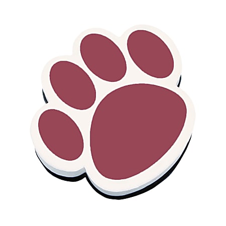 Ashley Productions Magnetic Whiteboard Erasers, 3 3/4", Maroon Paw, Pack Of 6