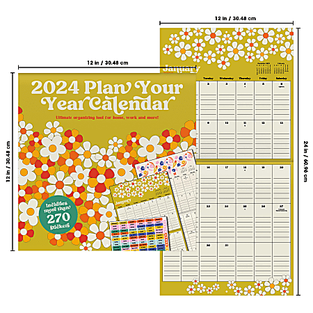 DateWorks 2024 Family Planner Wall Calendar with Reminder Stickers