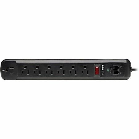 Eaton Tripp Lite Series Surge Protector Power Strip 120V Right Angle 7 Outlet RJ11 Black - Surge protector - TLP76RBTEL