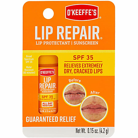 O'Keeffe's SPF 35 Lip Balm - Cream - 0.15 fl oz - For Dry Skin - SPF 35 - Applicable on Lip - Cracked/Scaly Skin, Sunburn - Moisturising, Water Resistant - 1 Each