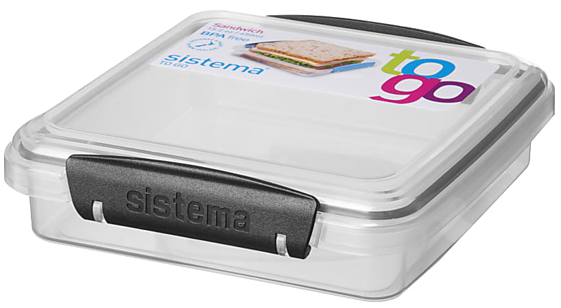 Sistema® Sandwich Box To Go, 1.9 Cups, Assorted Colors (No Color Choice)