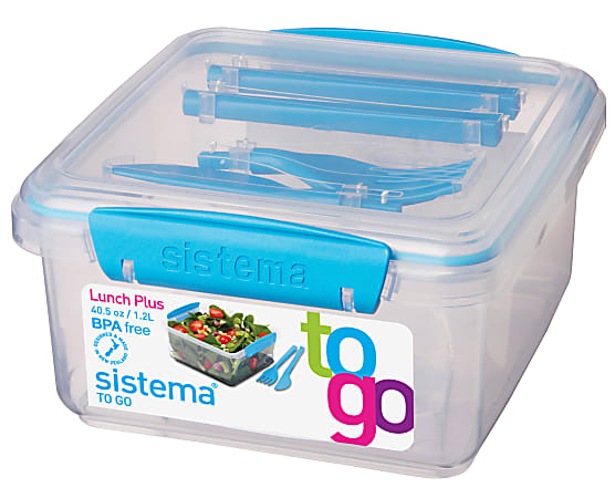 Sistema® Klip It® Lunch Plus To Go, 5 9/10" x 6 1/10" x 3 1/10", Assorted Colors (No Color Choice)