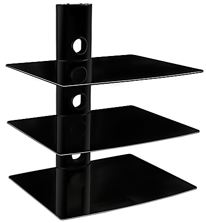 Mount-It! MI-803 Triple Glass Wall Mounted Floating Shelf, 21-7/16"H x 17"W x 14"D, Black