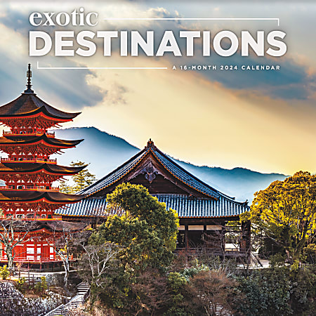 2024 DateWorks Monthly Wall Calendar, 12" x 12", Exotic Destinations, January To December 2024 