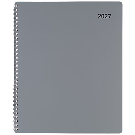 Office Depot Brand Monthly Planner, 8 1/2" x 11", Silver, January 2027 to December 2027, OD00163027