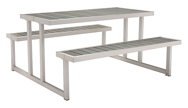 Zuo Modern Cuomo Polyethylene Outdoor Furniture Picnic Table, 29-1/2"H x 59-1/8"W x 62-5/8"D, Gray