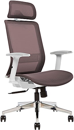 Sinfonia Sing Ergonomic Mesh High-Back Task Chair, Adjustable Height Arms, Headrest, Copper/White