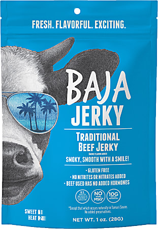 Baja Jerky Traditional Jerky, 1 Oz, Case Of 10 Bags