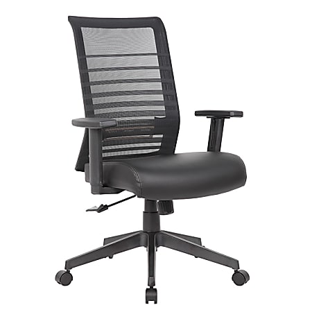 Boss Office Products Horizontal Ergonomic Mesh Mid-Back Office Task Chair With Antimicrobial Seat, Black