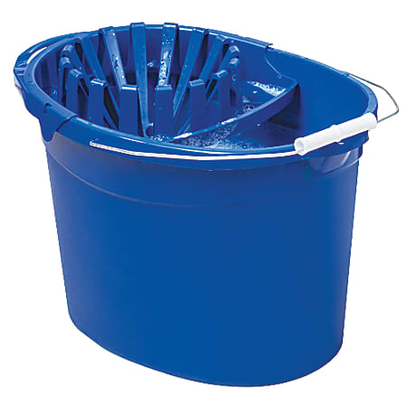 United Solutions Oval Plastic Utility Bucket With Mop Wringer, 12 Qt, Blue