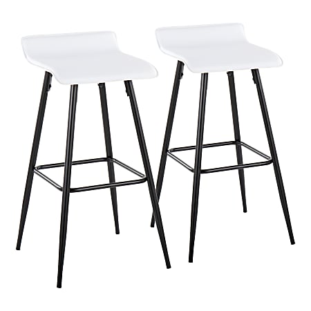 LumiSource Ale Contemporary Fixed-Height Bar Stools, Black/White, Set Of 2 Stools