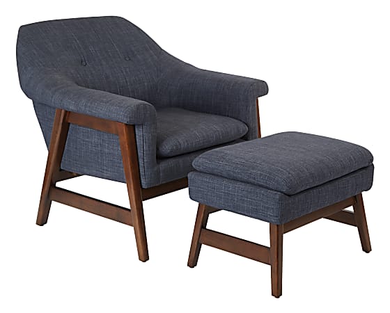 Ave Six Flynton Chair And Ottoman, Navy/Medium Espresso