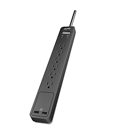 APC SurgeArrest 6-Outlet 2-USB Surge Protector, 6' Cord, Gray, PE6U2