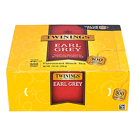 Twinings Earl Grey Black Tea Bags, Pack Of 100 Bags