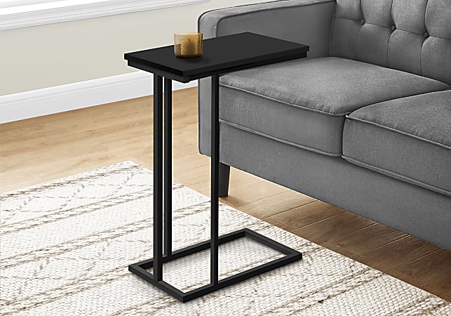 Monarch Specialties Garner Metal C-Shaped Accent Table, 25-1/4”H x 10-1/4”W x 18-1/2”D, Black