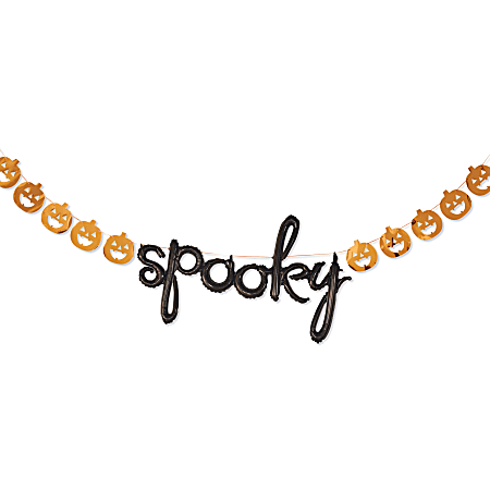 Amscan Spooky Air-Filled Halloween Banner, 8” x 240”, Black