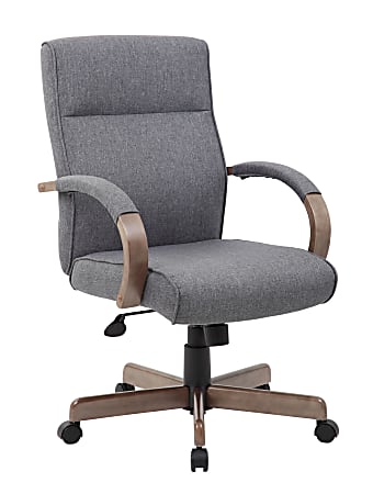 Boss Office Products Modern Executive Conference Ergonomic Chair, Linen Fabric, Slate Gray/Driftwood