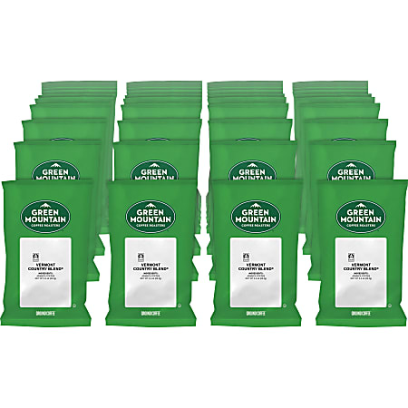 Green Mountain Coffee® Ground Coffee, Fair Trade Vermont Country Blend®, 2.2 Oz Per Bag, Carton Of 100 Bags