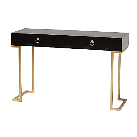 Baxton Studio Beagan Modern And Contemporary 2-Drawer Console Table, 29-1/2”H x 47-1/4”W x 15-3/4”D, Gold/Black