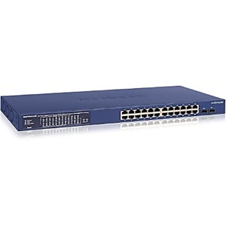 Netgear GS724TPP Ethernet Switch - 24 Ports - Manageable - 4 Layer Supported - Modular - 2 SFP Slots - Twisted Pair, Optical Fiber - Rack-mountable, Desktop - Lifetime Limited Warranty