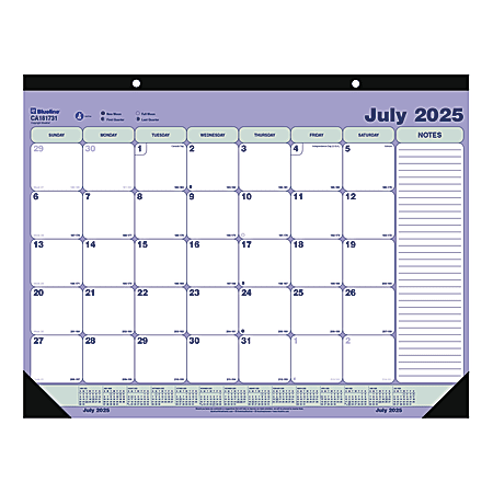 2025-2026 Blueline® Academic Monthly Desk Pad Calendar, 21-1/4” x 16”, July 2025 To July 2026, CA181731