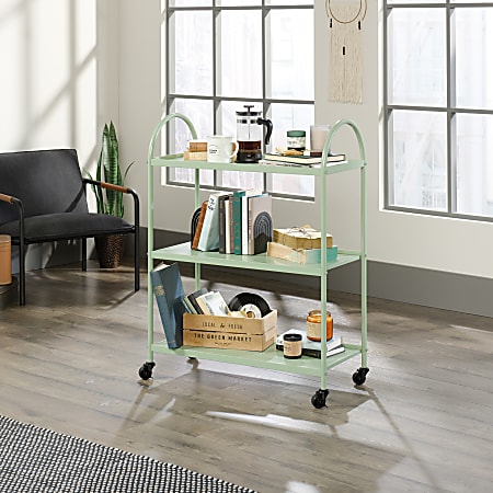 Sauder Boulevard Caf 3 Shelf Metal IndoorOutdoor Library Cart