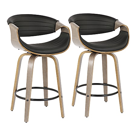 LumiSource Symphony Counter Stools, Light Gray/Black, Set Of 2 Stools