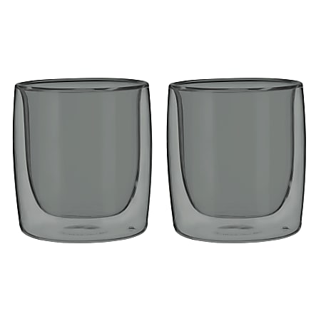 Zwilling Sorrento Double-Wall Glass Tumbler Set, 9 Oz, Smoke Gray, Set Of 2 Glasses