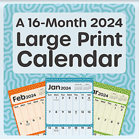 2024 DateWorks Monthly Mini Calendar, 7" x 7", Large Print, January To December 2024 