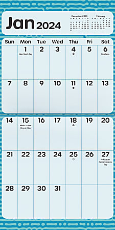 2024 DateWorks Monthly Mini Calendar, 7 x 7, Large Print, January To  December 2024