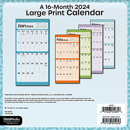 DateWorks 2024 Zen Mini Wall Calendar